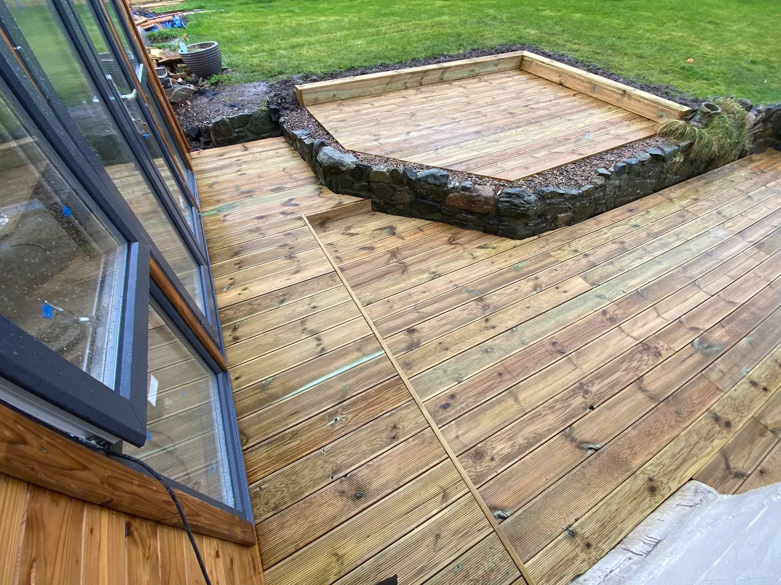 Composite Deck Extension Portlethen Low-profile ground composite deck in Portlethen by NPAS