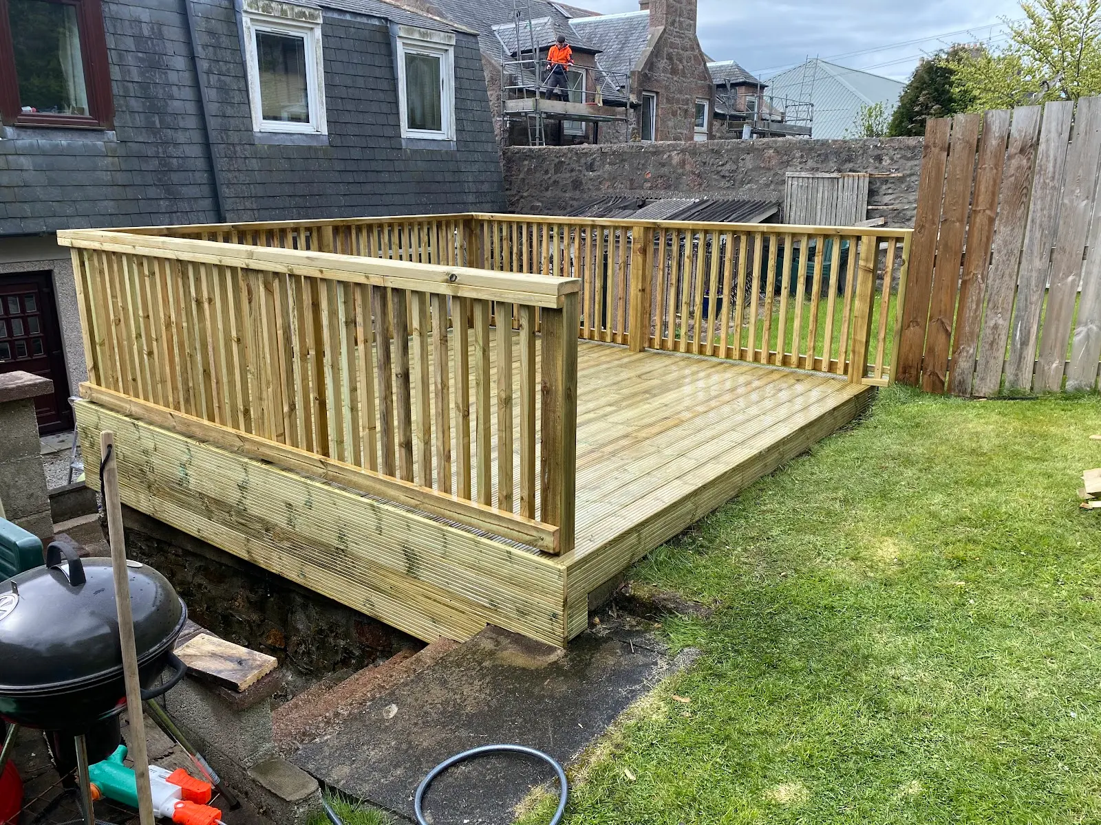 Luxury Composite Decking Westhill Multi-tier composite garden decking construction in Westhill by NPAS